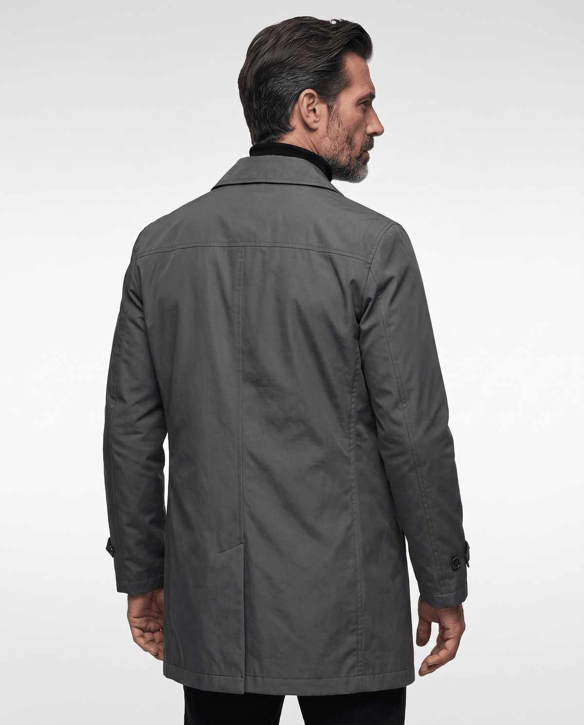 Mid-Length Trench Coat – Spread Collar, Button Front & Slanted Pockets | Emmett