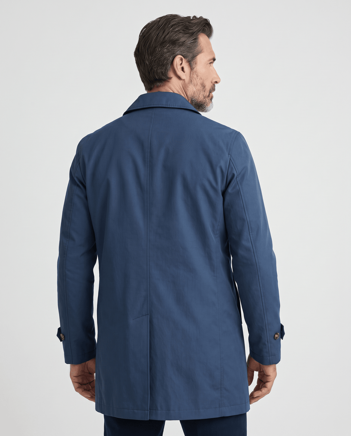 Mid-Length Trench Coat – Spread Collar, Button Front & Slanted Pockets | Emmett