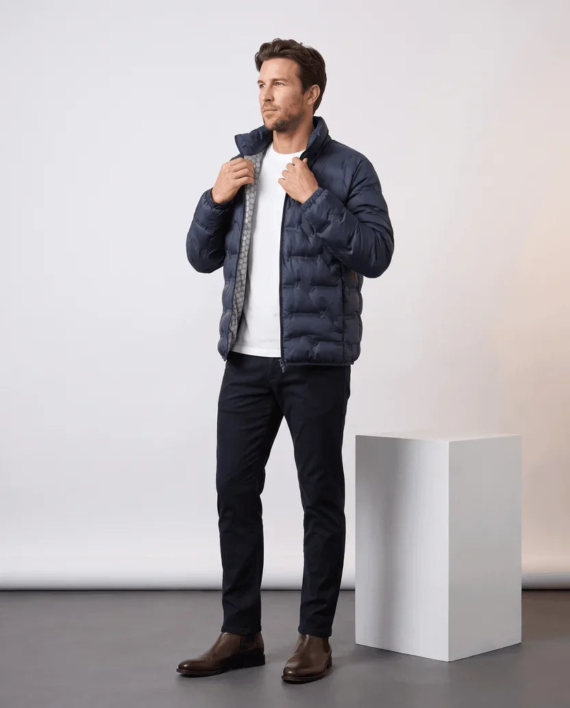 Quilted Duck Down Puffer Jacket – Stand Collar, Zip Front and Elasticized Cuffs | Lucian