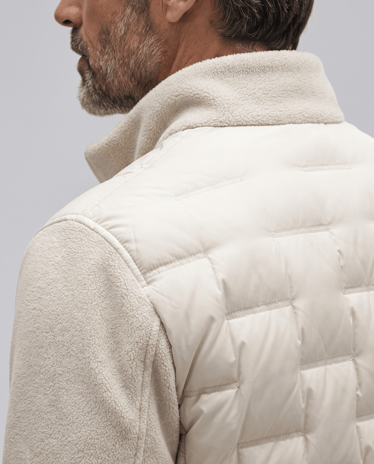 Hybrid Puffer Jacket – Quilted Body, Fleece Sleeves & Stand Collar | Emilio