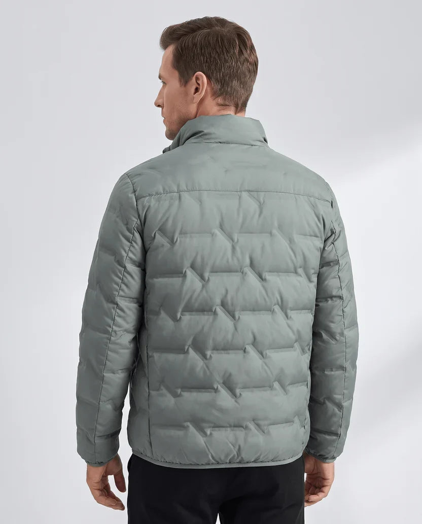 Quilted Duck Down Puffer Jacket – Stand Collar, Zip Front and Elasticized Cuffs | Lucian