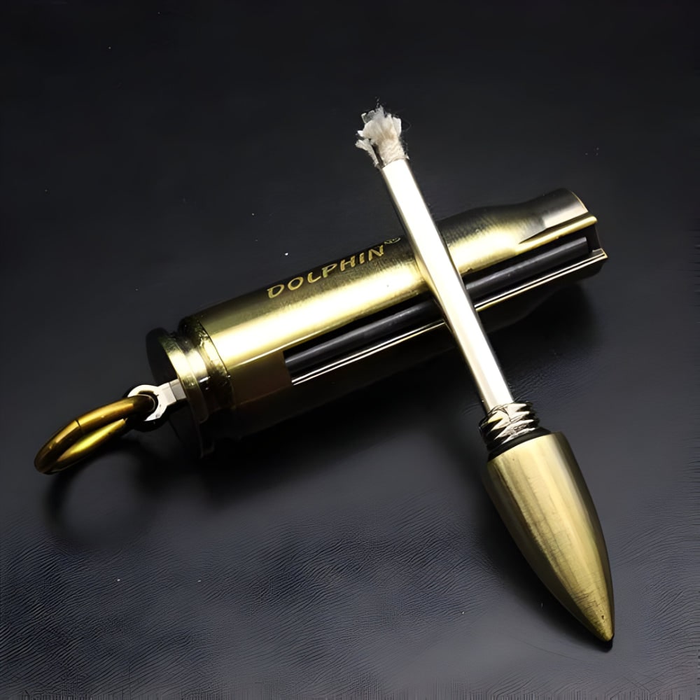 Permanent Match Lighter Keychain with Metal Striker and Flint Fire Starter