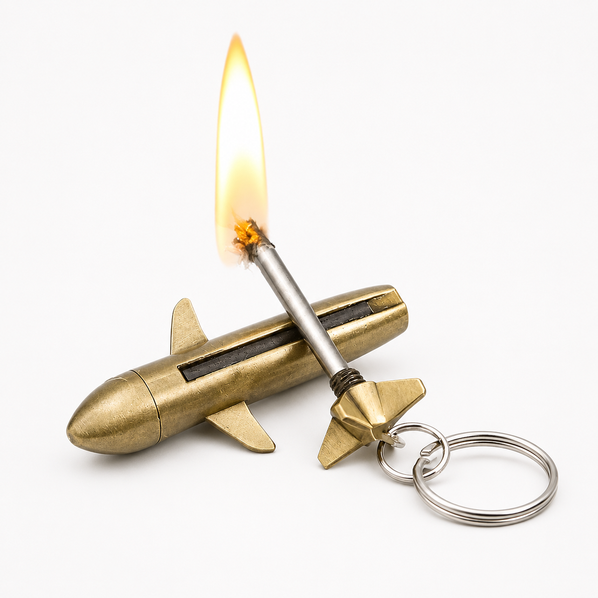 Permanent Match Lighter Keychain with Metal Striker and Flint Fire Starter