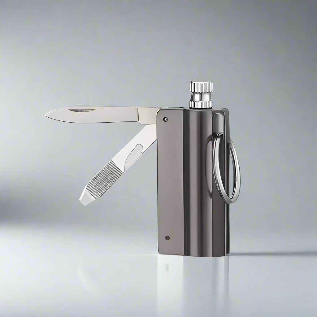 Permanent Match Lighter Keychain with Metal Striker and Flint Fire Starter
