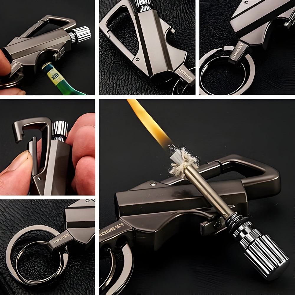 Permanent Match Lighter Keychain with Metal Striker and Flint Fire Starter
