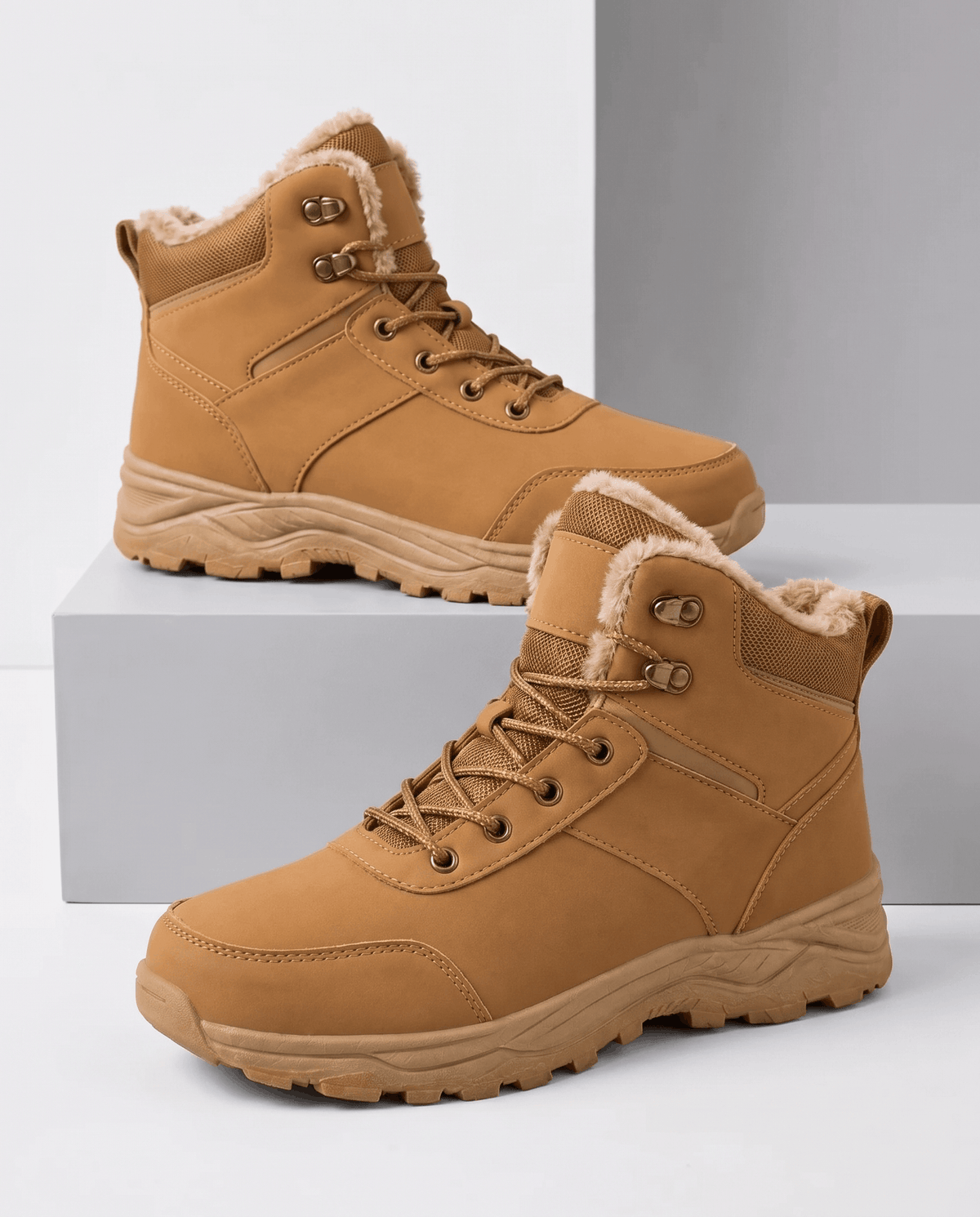 Plush-Lined Winter Hiking Boots for Men – Mesh Panels & Lug Sole | Renzo