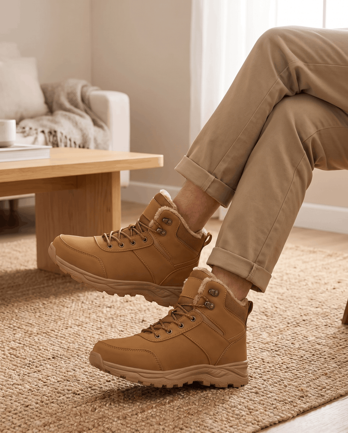 Plush-Lined Winter Hiking Boots for Men – Mesh Panels & Lug Sole | Renzo