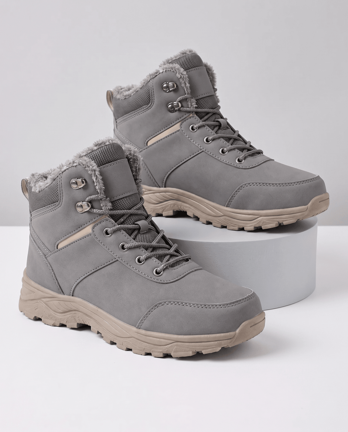 Plush-Lined Winter Hiking Boots for Men – Mesh Panels & Lug Sole | Renzo