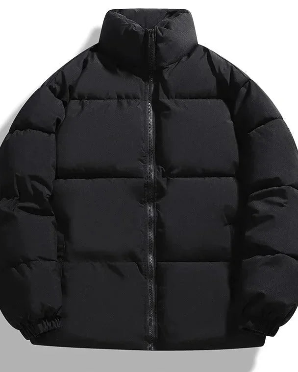 Men's Puffer Jacket – Black Boxy Stand Collar