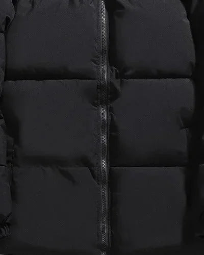 Men's Puffer Jacket – Black Boxy Stand Collar