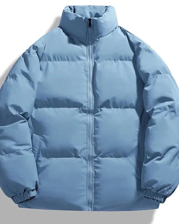 Men's Puffer Jacket – Black Boxy Stand Collar