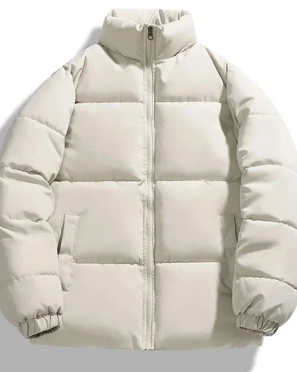 Men's Puffer Jacket – Black Boxy Stand Collar