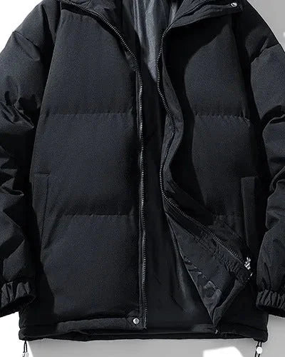 Men's Puffer Jacket – Black Hooded Quilted