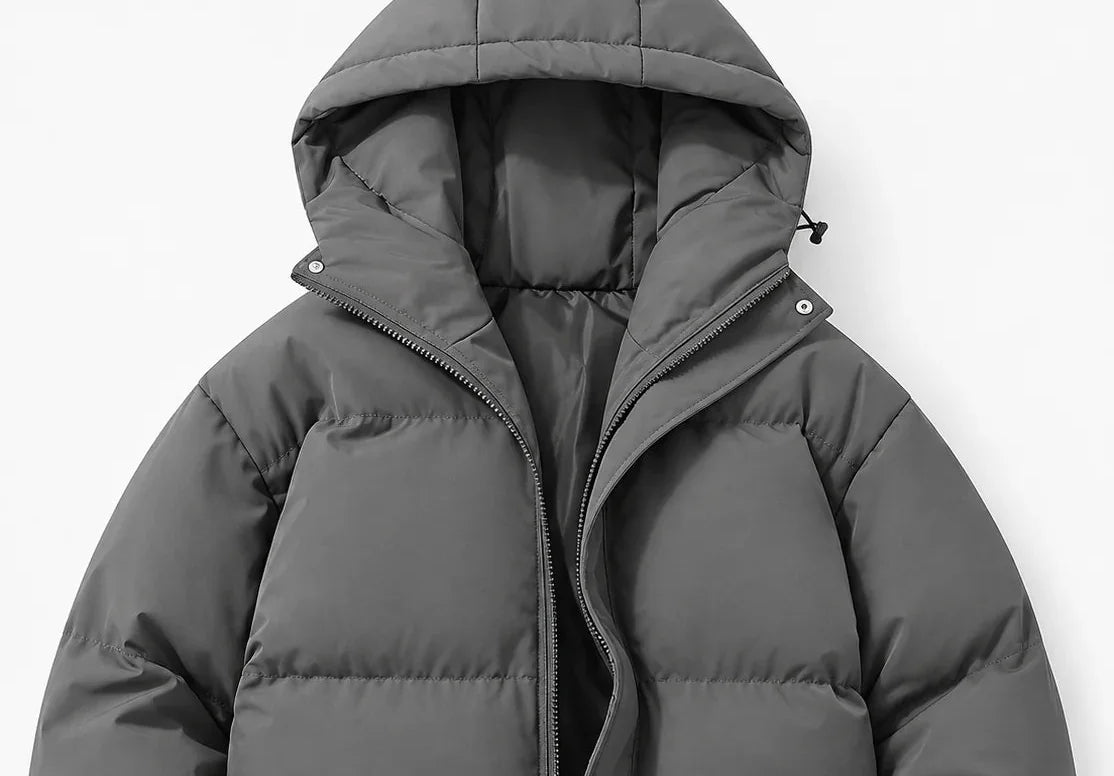 Men's Puffer Jacket – Black Hooded Quilted