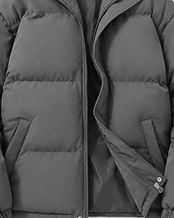 Men's Puffer Jacket – Black Hooded Quilted