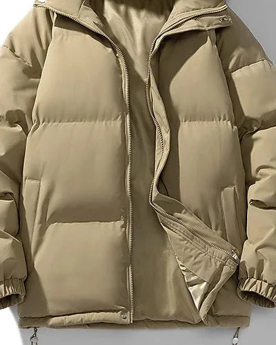 Men's Puffer Jacket – Black Hooded Quilted