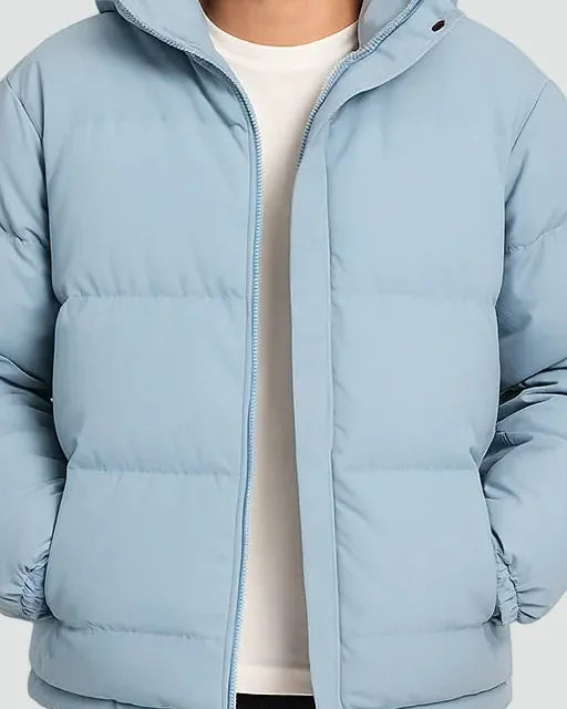 Men's Puffer Jacket – Black Hooded Quilted
