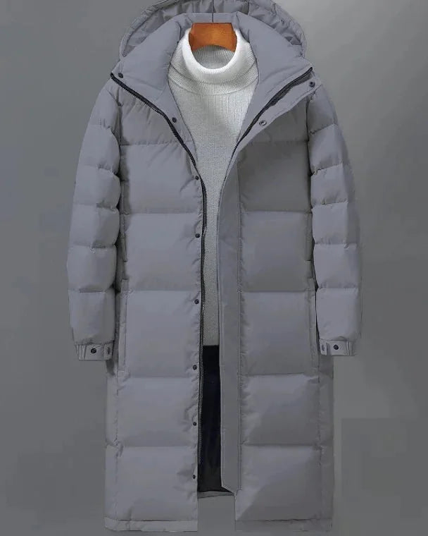 Men's Puffer Jacket – Black Longline Hooded