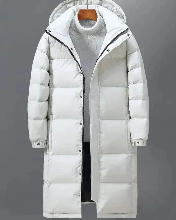 Men's Puffer Jacket – Black Longline Hooded