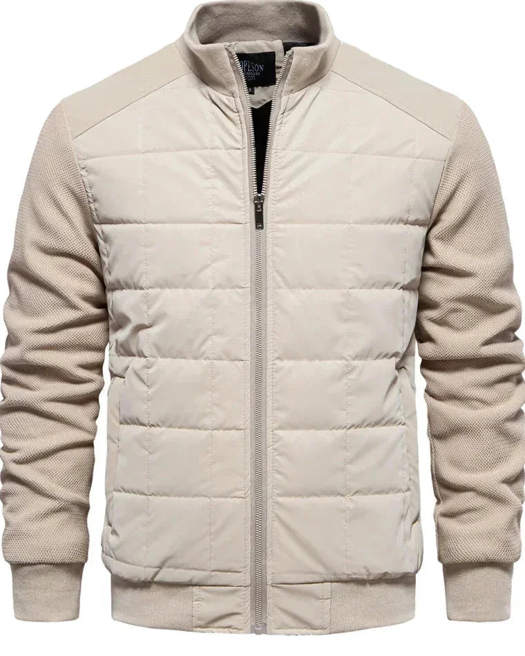 Men's Puffer Jacket – Black Quilted Stand Collar