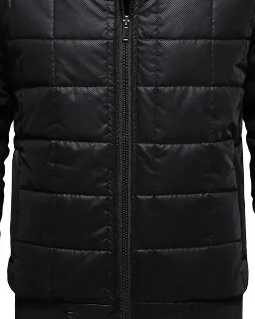 Men's Puffer Jacket – Black Quilted Stand Collar