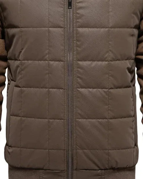 Men's Puffer Jacket – Black Quilted Stand Collar