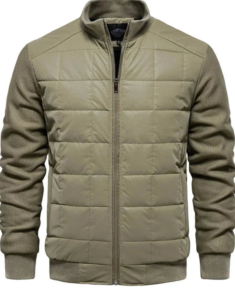 Men's Puffer Jacket – Black Quilted Stand Collar
