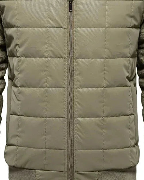 Men's Puffer Jacket – Black Quilted Stand Collar