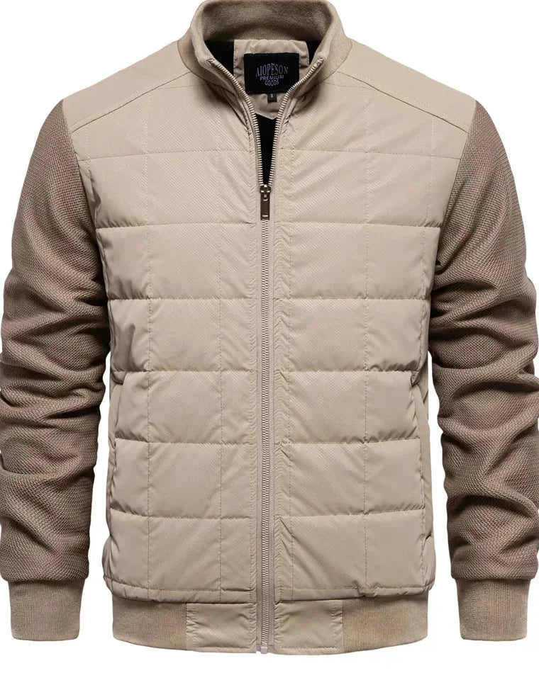 Men's Puffer Jacket – Black Quilted Stand Collar