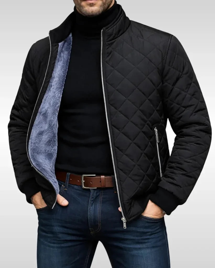 Men's Puffer Jacket – Navy Diamond Quilted