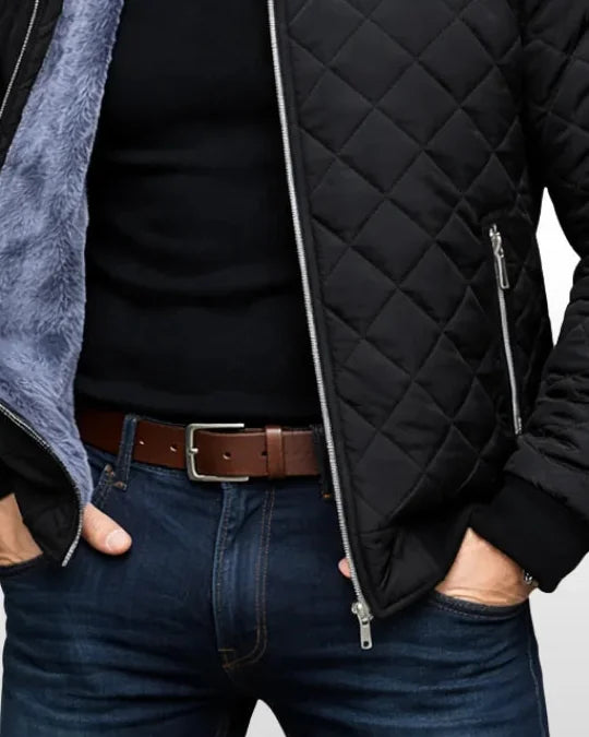 Men's Puffer Jacket – Navy Diamond Quilted