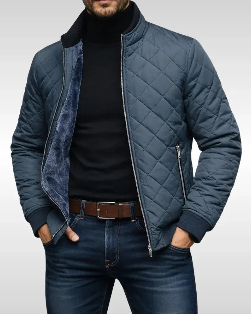 Men's Puffer Jacket – Navy Diamond Quilted