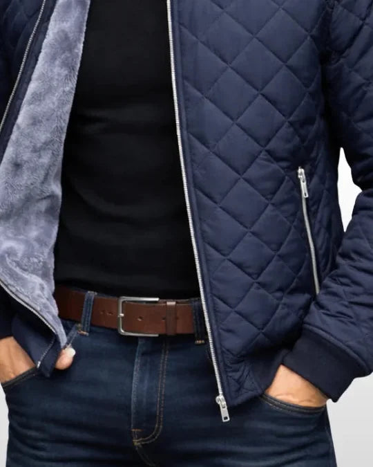 Men's Puffer Jacket – Navy Diamond Quilted