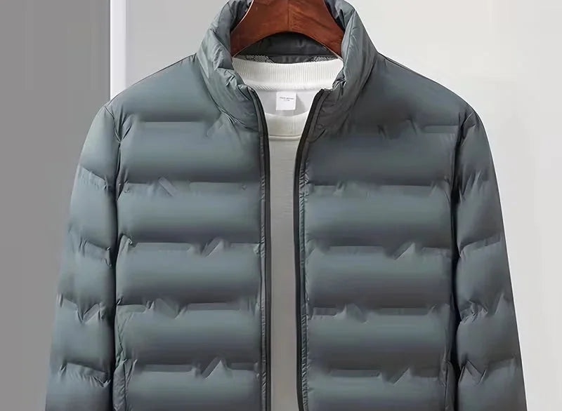 Men's Puffer Jacket – Navy Lightweight Stand Collar