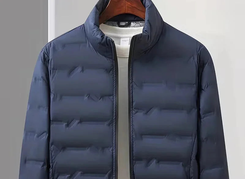 Men's Puffer Jacket – Navy Lightweight Stand Collar