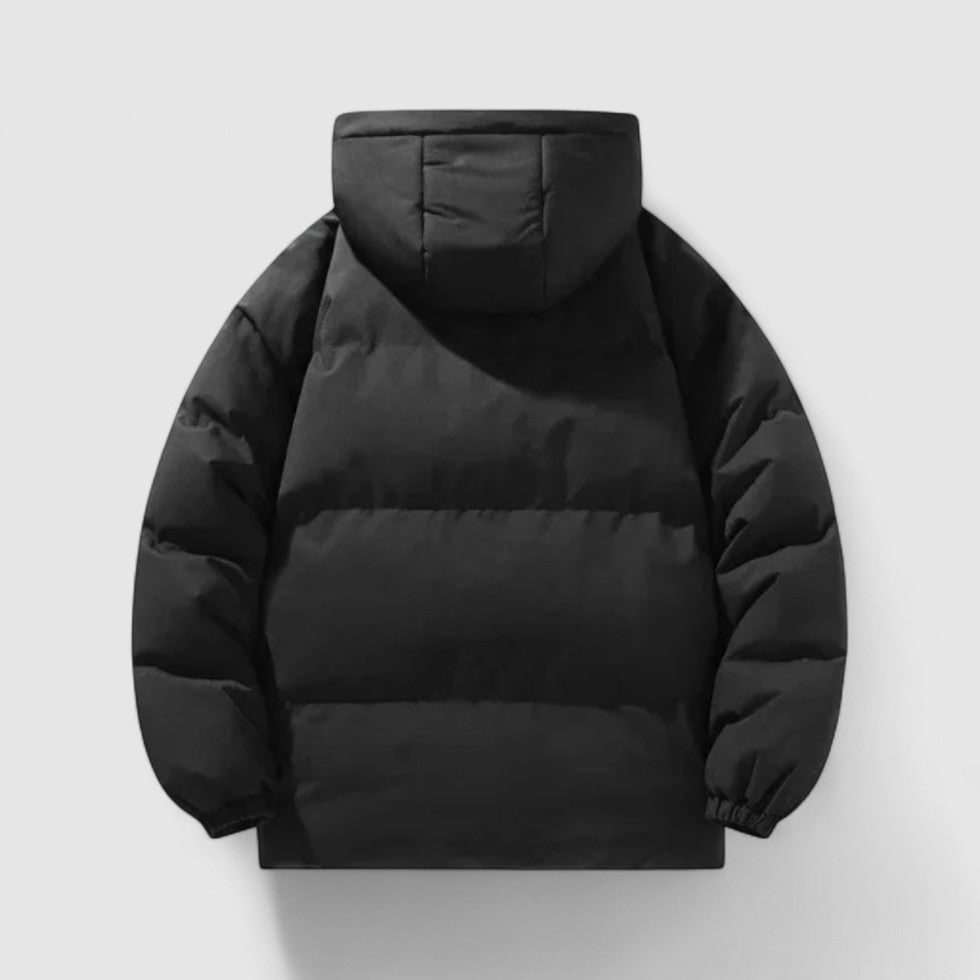 Men's Puffer Jacket with Detachable Hood and Quilted Padding for Winter