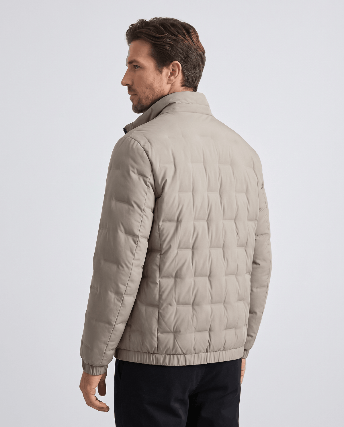 Quilted Down Jacket – Stand Collar, Contrast Lining & Elasticated Cuffs | Sutton