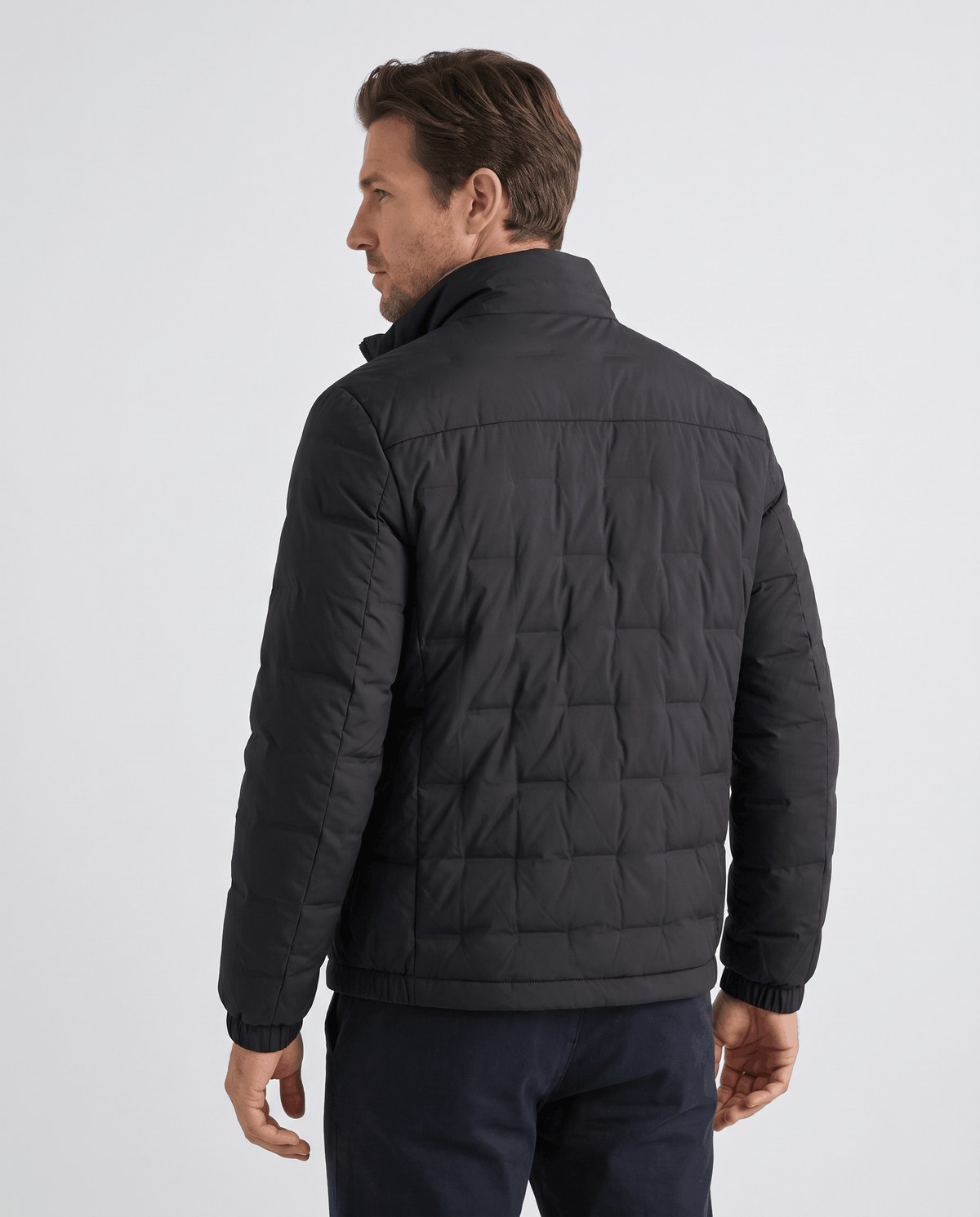 Quilted Down Jacket – Stand Collar, Contrast Lining & Elasticated Cuffs | Sutton