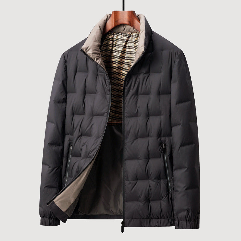 Quilted Down Jacket – Stand Collar, Contrast Lining & Elasticated Cuffs | Sutton