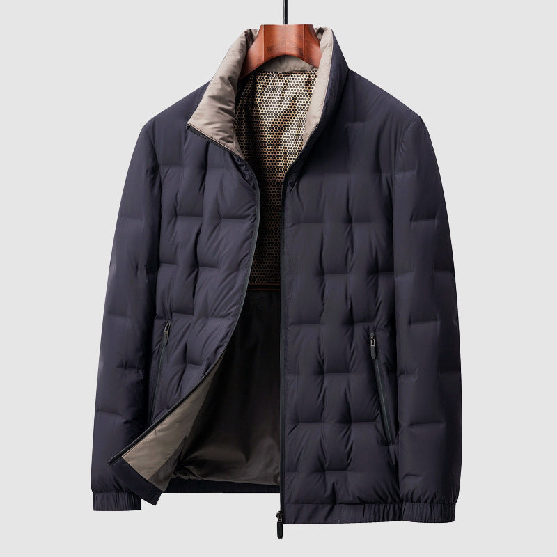 Quilted Down Jacket – Stand Collar, Contrast Lining & Elasticated Cuffs | Sutton