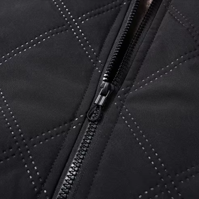 Men's Quilted Jacket with Diamond Quilting Fleece Lining and Stand Collar