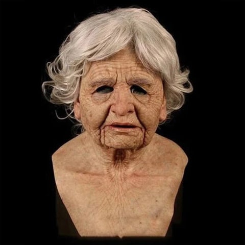 Men's Realistic Silicone Old Man Mask with Extended Chest Bib and Hair Details