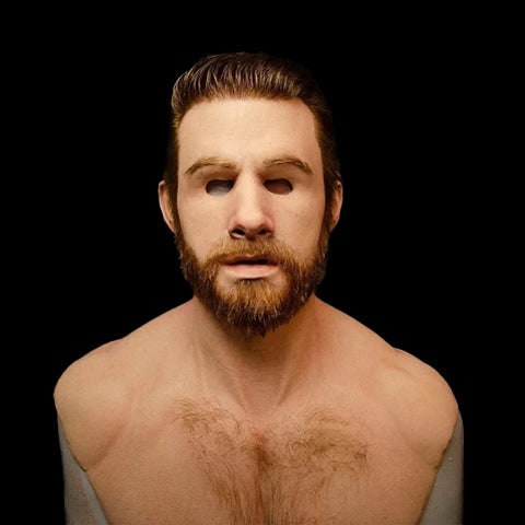 Men's Realistic Silicone Old Man Mask with Extended Chest Bib and Hair Details