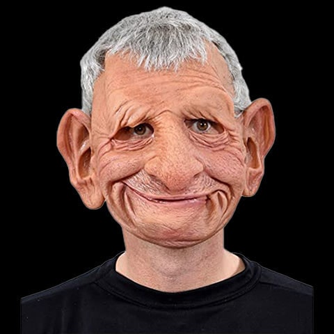 Men's Realistic Silicone Old Man Mask with Extended Chest Bib and Hair Details