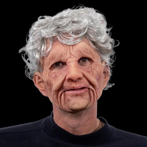 Men's Realistic Silicone Old Man Mask with Extended Chest Bib and Hair Details