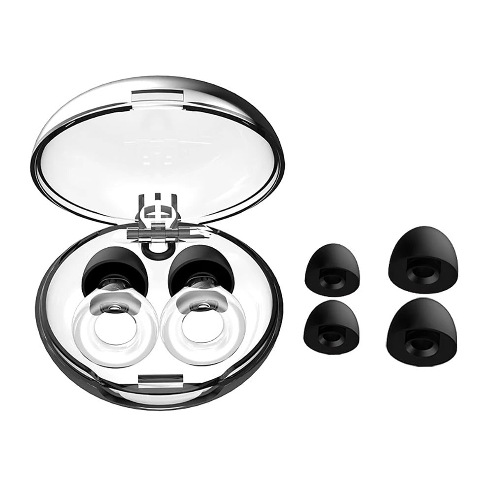 Reusable Silicone Earplugs with Noise Reduction Ring Design and Storage Case