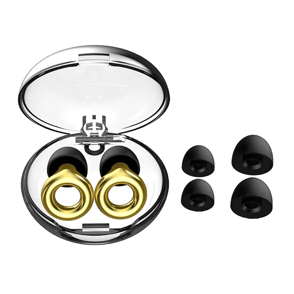 Reusable Silicone Earplugs with Noise Reduction Ring Design and Storage Case
