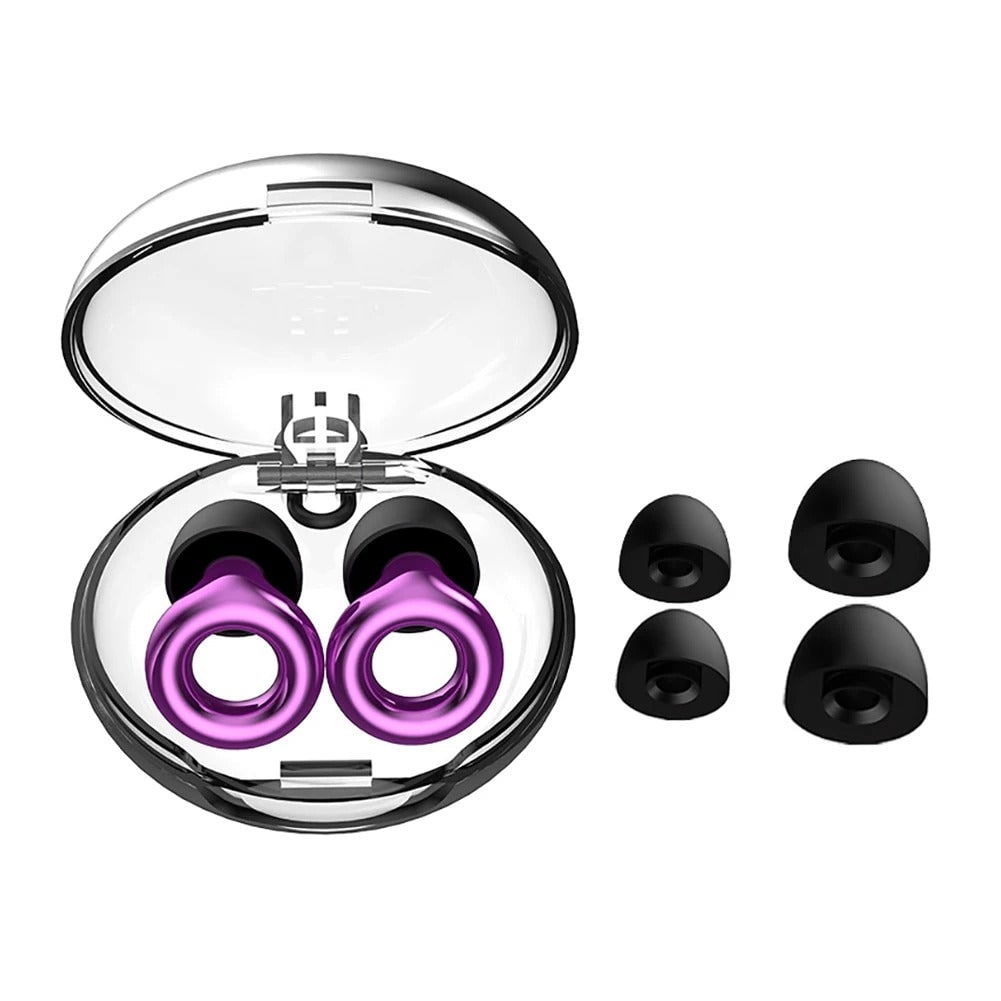 Reusable Silicone Earplugs with Noise Reduction Ring Design and Storage Case