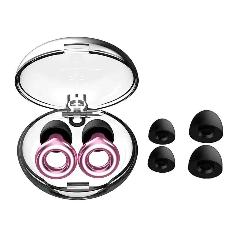 Reusable Silicone Earplugs with Noise Reduction Ring Design and Storage Case