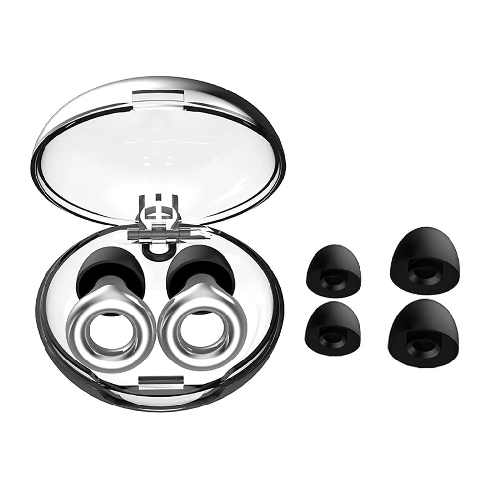 Reusable Silicone Earplugs with Noise Reduction Ring Design and Storage Case